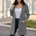 thumbnail image 2 of XUNKUSGA Long Blazers for Women Long Lapel Sleeve Womens Blazer Solid Color Loose Fit Casual Blazers Button Front Lightweight Work Office Blazer Jackets S-2XL Gray, 2 of 8