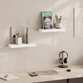 thumbnail image 2 of Floating Shelves, 2-Pack 16" Wood Wall Shelf Set with Invisible Brackets for Bathroom, Living Room, Bedroom, Kitchen, Nursery, 6" Deep, White, 2 of 9