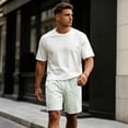 thumbnail image 4 of Mens Summer Striped Shorts Casual Drawstring Elastic Waist Quick Dry Lounge Shorts with Pocket Vacation Beach Clothes Green 3XL, 4 of 5