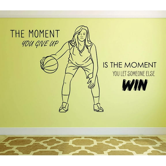 Women's Basketball Sports Player Teen Athlete Ball Motivational Inspiration Quotes Wall Sticker for Bedroom World Cup WNBA FIBA Fans Rooms Home Murals Decal Wall Art Vinyl Decoration Size (8x10 inch)
