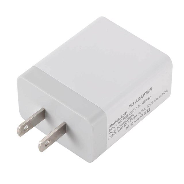 Cateissary ABS PC Cargador rápido Reemplazo portátil Antiflaming Tipo-C Interfaz Hogar Hotel PD Herramienta de adaptador de carga de teléfono Teléfono y Comunicación