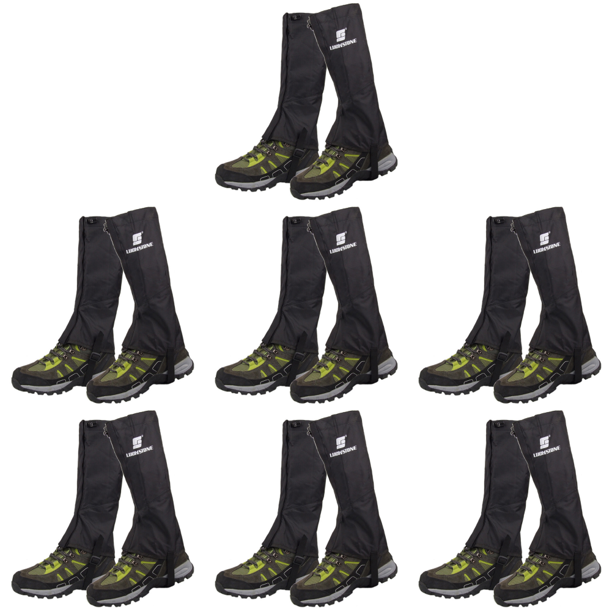 7uds. Polainas para piernas Senderismo Zapato impermeable Ligero Hombres Mujeres (M) Negro
