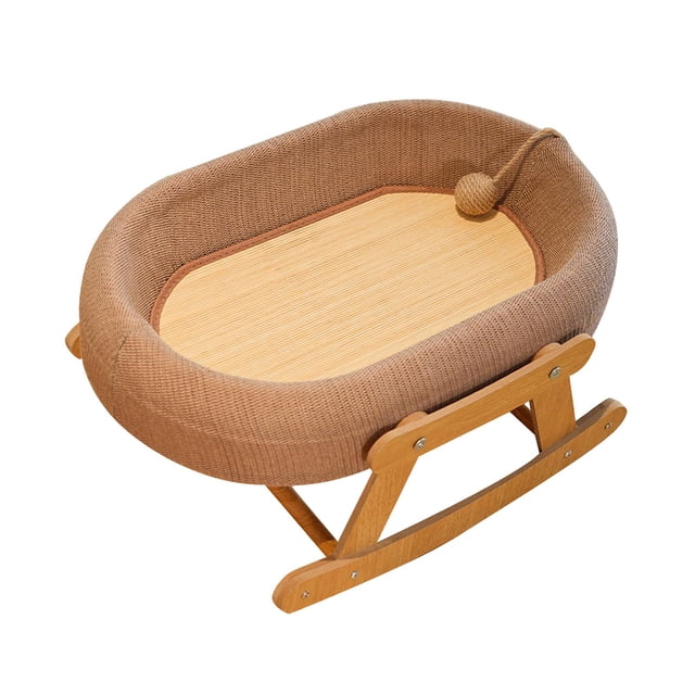 Cama columpio elevada para gatos, sofá cama transpirable con parte superior abierta, fácil montaje, cuna tipo moisés. Marrón