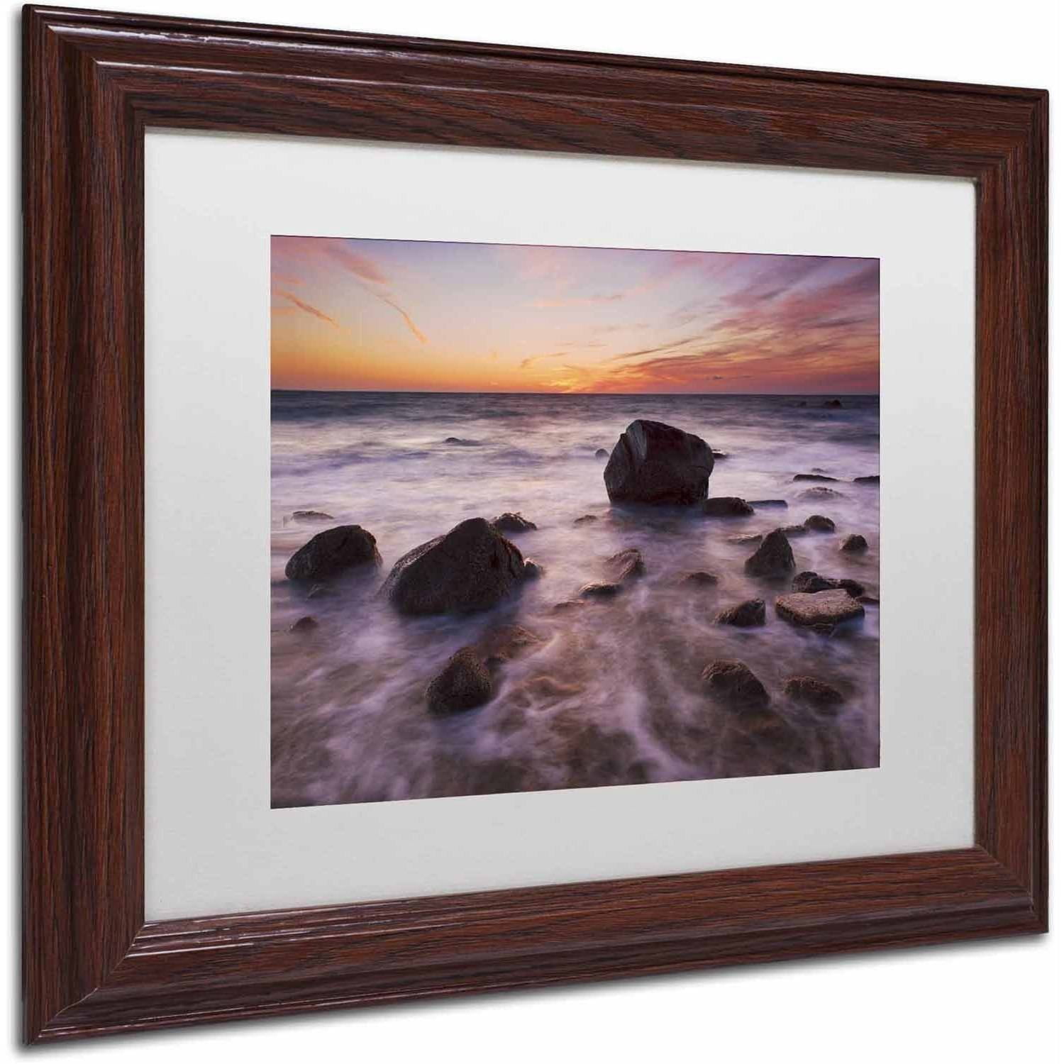 Trademark Fine Art 'Silky Water Rocks' Canvas Art by Michael Blanchette Photography, White Matte, Wood Frame