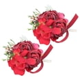 thumbnail image 3 of 2 piezas Boutonniere colores vibrantes exquisito elegante portátil ahorro de espacio reutilizable Boutonniere para novio para fiesta de bodas rojo, 3 of 10