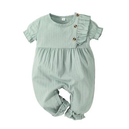 

MPWEGNP Romper Girls Boys Sleeve Solid Ruffles Clothes Short Jumpsuit 318M Baby Girls Romper&Jumpsuit Baby Romper with 12 Month Smocked Dress