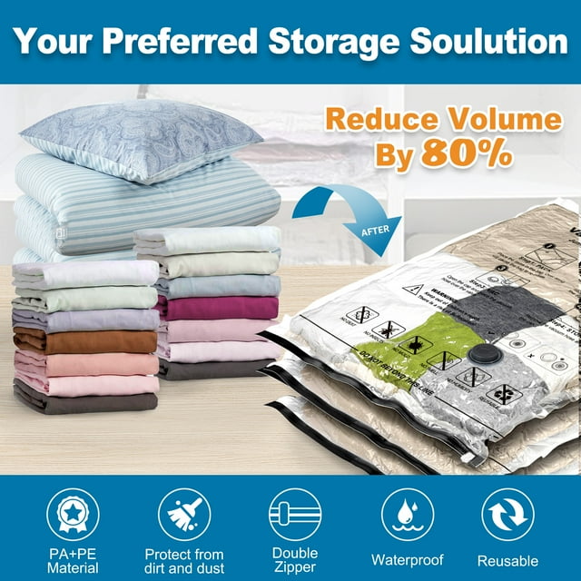 Cubepoint Lot de 20 Sacs de Rangement sous Vide Sacs Gain de Place (4 Jumbo/4 Grands/4 Moyens/4 Petits/4 Rouleaux) Compression pour Couettes et Couvertures Scelleuse Rangement de Vêtements