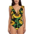 thumbnail image 2 of Yiaed Sunflower 1 Print Women's Ruffled One Piece Swimsuit V Neck Swimwear Slimming Monokini for Woman-X-Large, 2 of 8