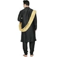 thumbnail image 4 of SKAVIJ Men's Kurta Pajama and Scarf Set Art Silk Indian Ethnic Dress Black S, 4 of 6