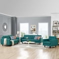 thumbnail image 2 of Modern Contemporary Urban Design Living Room Lounge Club Lobby Armchair and Lovesea and Sofa Set, Fabric, Aqua Blue, 2 of 8