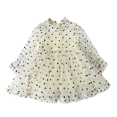 

Little Girl Dress Ruffled Princess Baby Dresses Dot Kids Long Sleeve Polk Dot Girls Skirt Toddler Summer Cool Cute