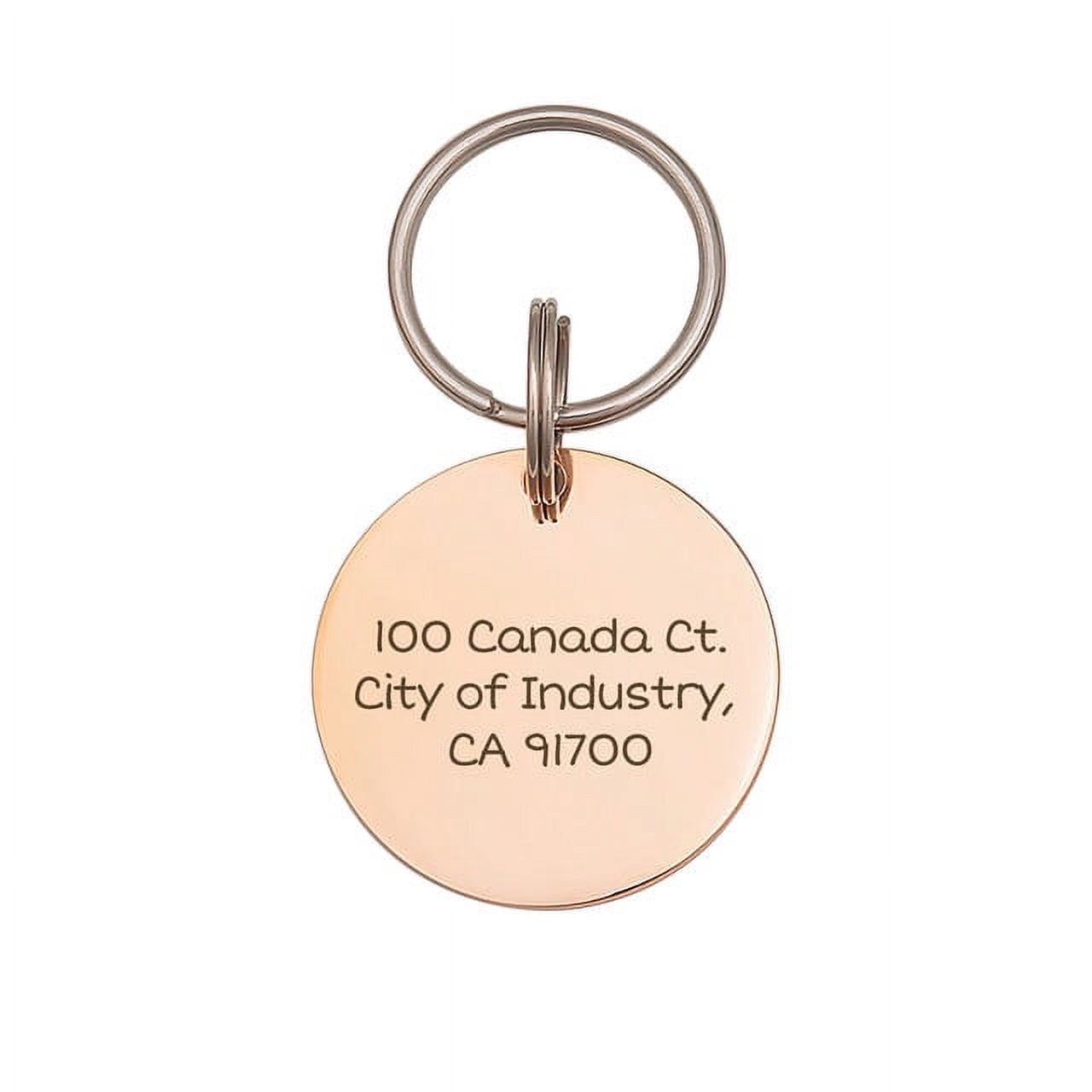 Anavia Stainless Steel Double Sided Round Name - State Icon - Phone Engraved Dog & Cat ID Tag, Rose Gold, M