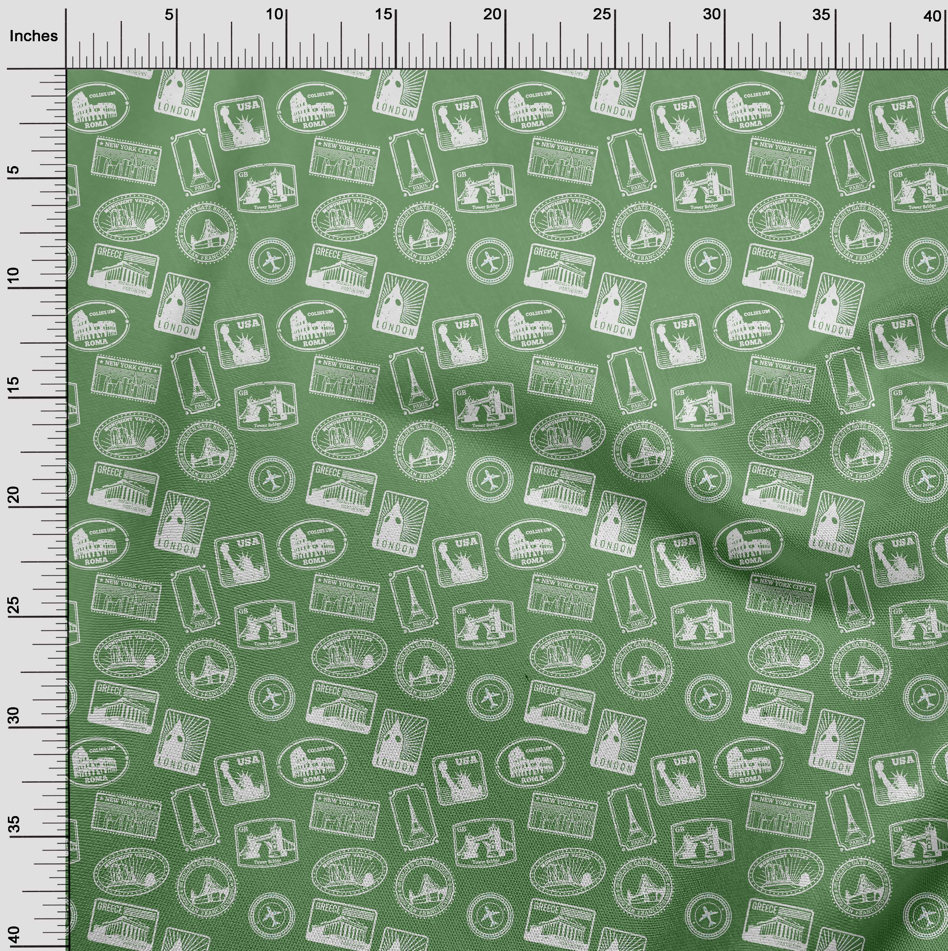 oneOone Polyester Lycra Forest Green Fabric Travel Diy Clothing Quilting Fabric Print Fabric By Yard 56 Inch Wide