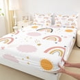 thumbnail image 3 of Homewish Bohemain Rainbow Twin Sheet Sets,Cute Coulds Sun Pattern Twin Fitted Sheet,Pink White Orange Flat Sheet For Girls Kids,Super Cozy Room Decor,3-Piece, 3 of 7