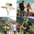 thumbnail image 3 of Bxaolu Sun Hat for Men Sun Protection Wide Brim Bucket Hat Winproof Breathable Packable Boonie Hat for Fishing Hiking, Khaki, 3 of 5