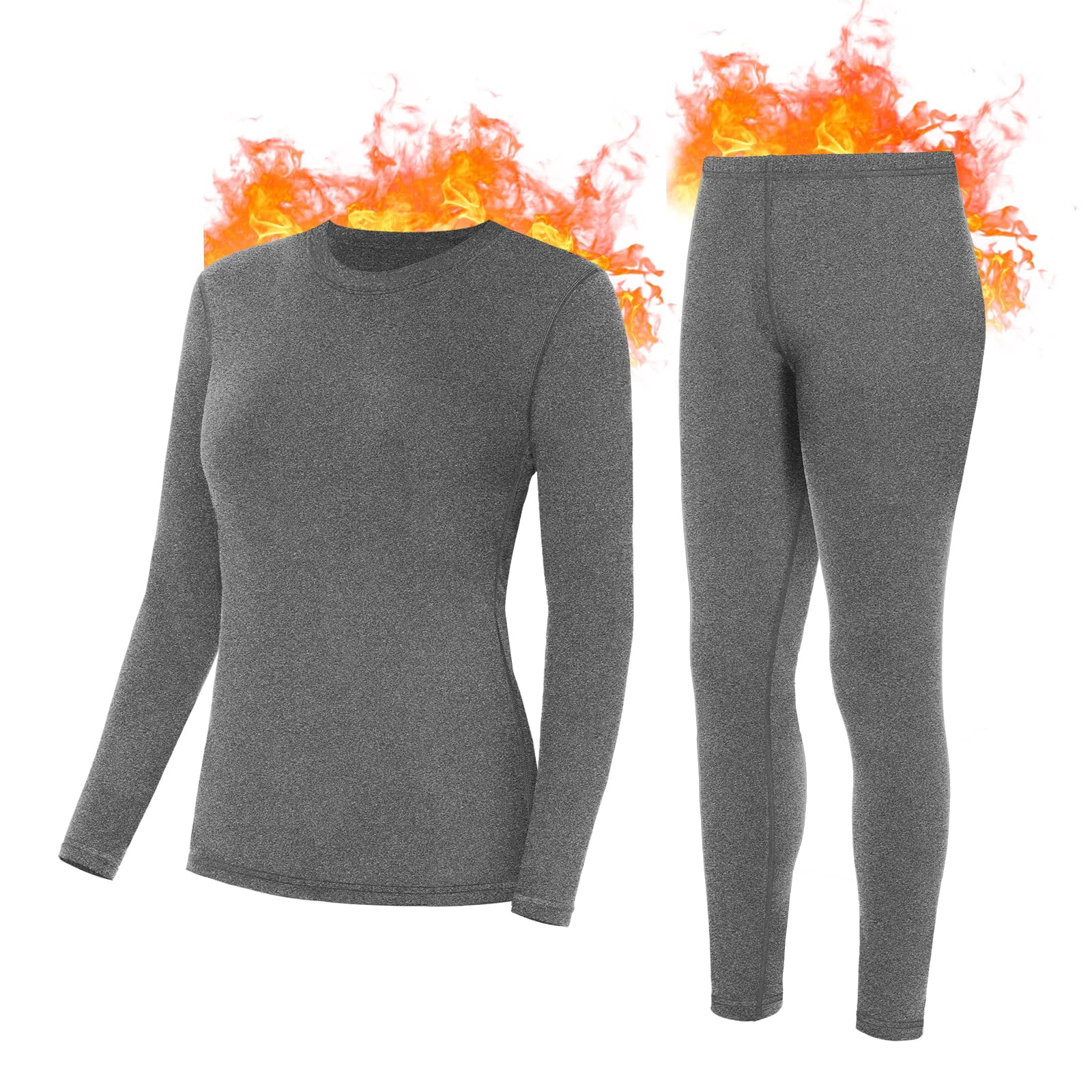 Women's Ultra Soft Thermal Underwear Long Johns Set,Stretch Fleece Base Layer Thermal Top and