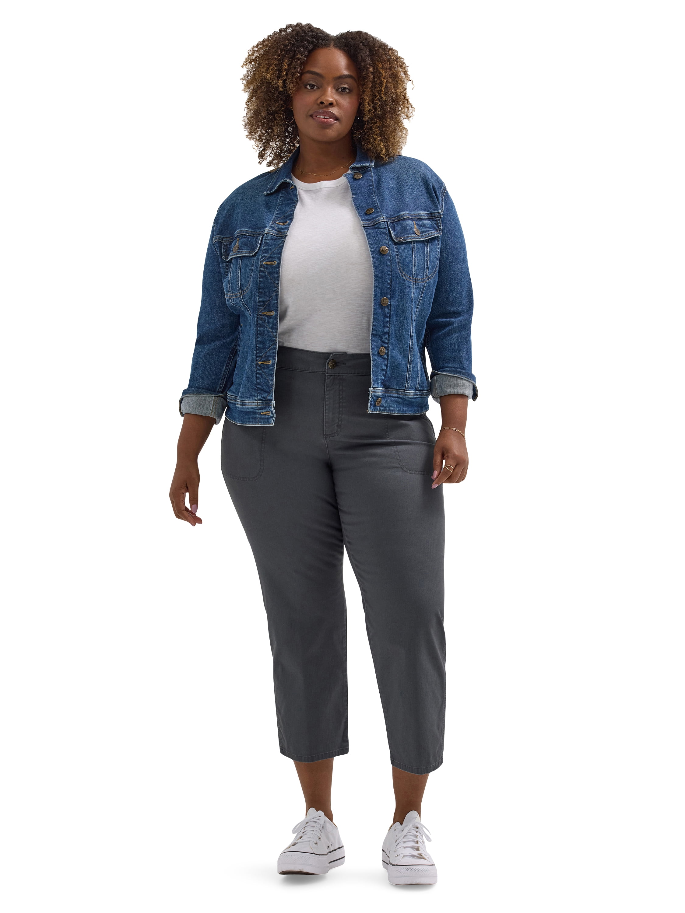 Lee Women's Plus Heritage Mid Rise Slim Straight Carpenter Crop