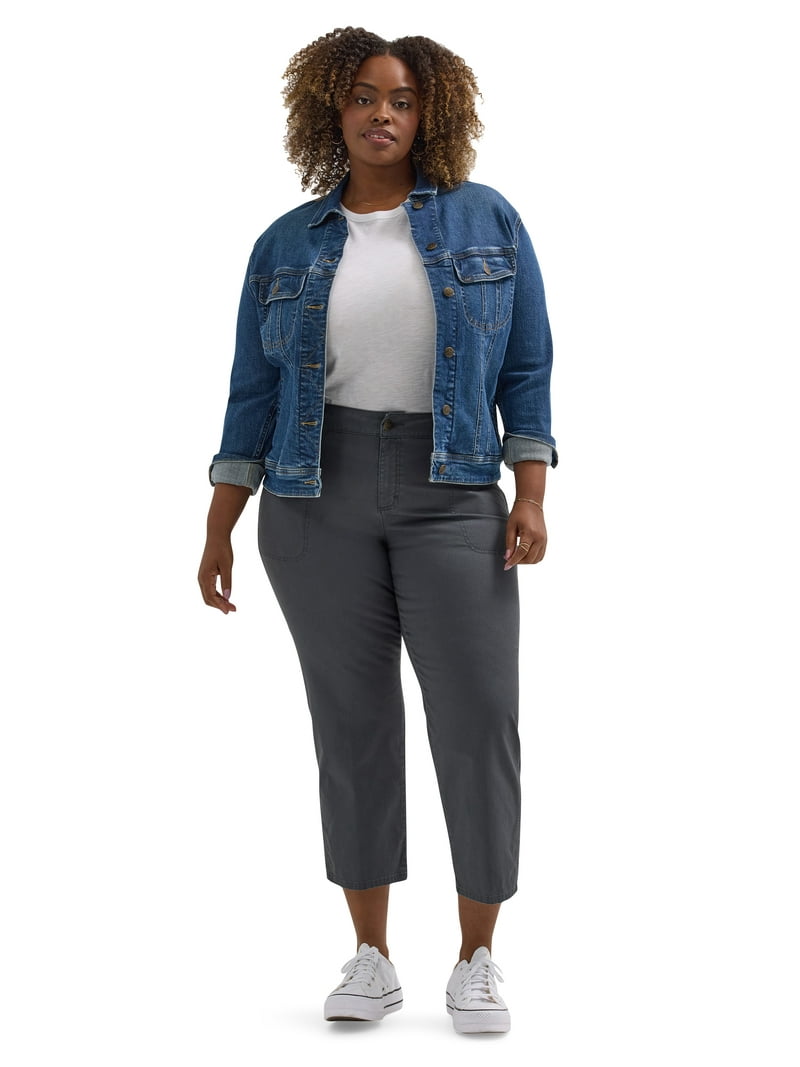 Lee Women's Plus Heritage Mid Rise Slim Straight Carpenter Crop