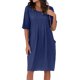thumbnail image 1 of Vestido Lino Algodón Vestidos casuales con bolsillo Vestido bohemio de playa Vestidos de gran tamaño (Azul marino XL) Ygjytge para Mujer Azul marino T S, 1 of 8