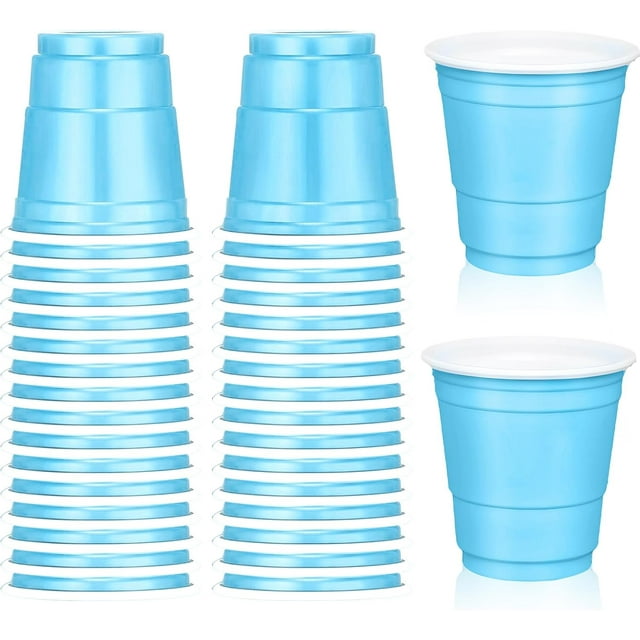 Yaure Joy 30 Pcs Disposable 2oz Shot Glasses Plastic Cups for Wedding, Graduation Party, Beer Sample Taste Serving, Birthday (Light Blue)