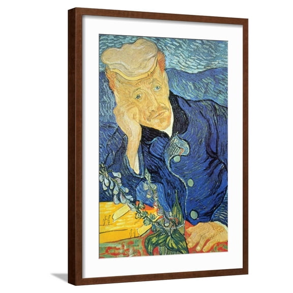 Art.com Dr. Paul Gachet Art Print by Vincent van Gogh, Brown Frame Wall Art, 21" x 29"