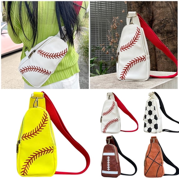 CAIXIA Crossbody Sling Bags For Women Unisex Sports Baseball Crossbody Chest Messenger Bag, Casual Daily Shoulder Purse For Men Women