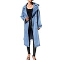 thumbnail image 5 of Spring Fall Long Sleeved Women Solid Lapel Double Breasted Long Denim Coat Trenchcoat, 5 of 6