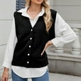 thumbnail image 4 of Sakmal Button Down Fall Sweaters for Women Soft Black Pullover Sweater Vest Trendy Solid V Neck Sleeveless Sweaters for Women, 4 of 7