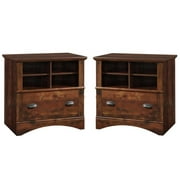 (Set of 2) Rustic 1 Drawer Lateral File Cabinet in Curado Cherry