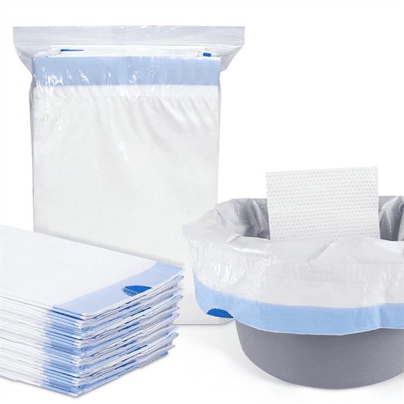 40 Packs Commode Liners with 40 Absorbent Pads, Leak-Proof Disposable Toilet Bags for Adults, for Bedside Toilet Chairs,40 x Commode Liners 40 x Absorbent Pads,White