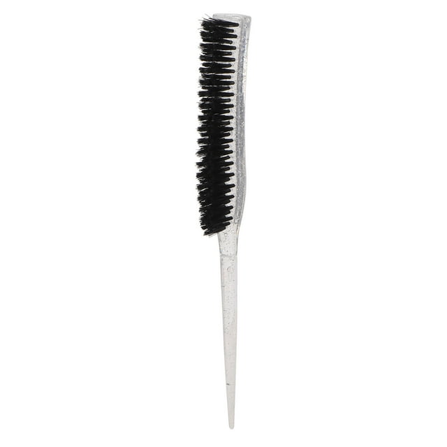 Cepillo de cola de rata para cardar, mango brillante, nailon suave, para cardar el cabello hacia atrás, plateado