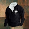 thumbnail image 2 of Sweatshirts for Men Quarter Zipper Grunge Hoodie Sweaters Funny Aztec Graphic Pullover Men Stand Collar Long Sleeve, 2 of 3