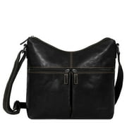 Jack Georges Voyager Hand-Stained Buffalo Leather Uptown Hobo Bag #7814 (Black)