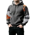 thumbnail image 4 of Men Hooded Pullover Sweatshirt Long Sleeve Raglan Camouflage Print Casual Drawstring Hoodie Kangaroo Pocket Top Dark Gray 2XL, 4 of 5