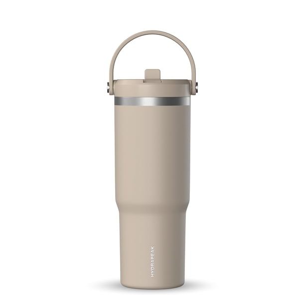 Hydrapeak Nomad Vaso De 32 Onzas Con Asa Y Tapa De Pajita, Vaso A Prueba De Fugas, Tapa De Vaso, Vasos Con Doble Aislamiento, 32 Onzas, Taza Con Doble Aislamiento, Pajita De Acero Inoxidable (Latte)