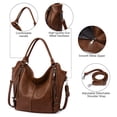 thumbnail image 2 of Bolso de mano Realer de piel sintética con hombros a la moda, estilo hobo, tamaño grande, marrón, 2 of 9