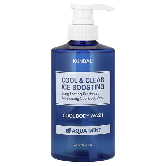 Kundal Cool & Clear Ice Boosting Cool Body Wash, Aqua Mint, 16.9 fl oz (500 ml)