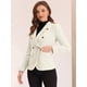 thumbnail image 4 of Blazer de Tweed a Cuadros Vintage para Mujer con Cuello de Solapa y Doble Pecho para Trabajo y Oficina Beige S, 4 of 6