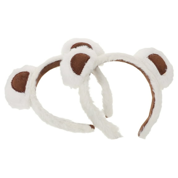 LOLIPPYY 2-Pack White Plush Bear Ears Headbands Soft and Comfortable for Makeup, Washing, and Hair Care