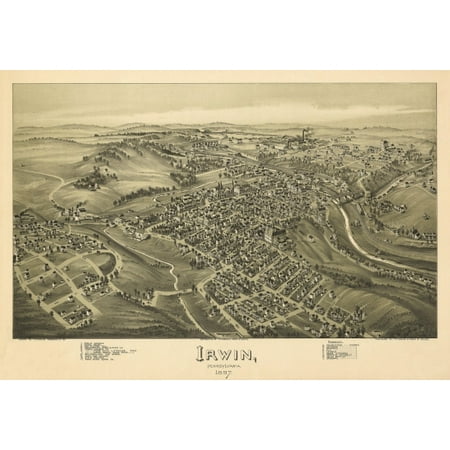 Historic Map of Irwin Pennsylvania 1897 Westmoreland County Canvas Art - (18 x 24)