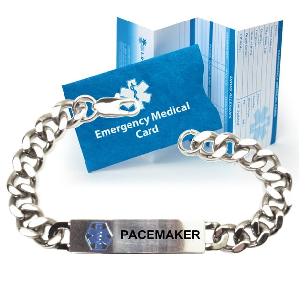 "Pacemaker" Traditional Stainless Steel Medical Alert ID Bracelet For Men