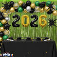 thumbnail image 4 of PMU 12 Pc Set Graduation Decorations | Number Balloons 2026 Black with Lime Green Curtain Backdrop and Star Mylar | Graduation Party Supplies, 4 of 6