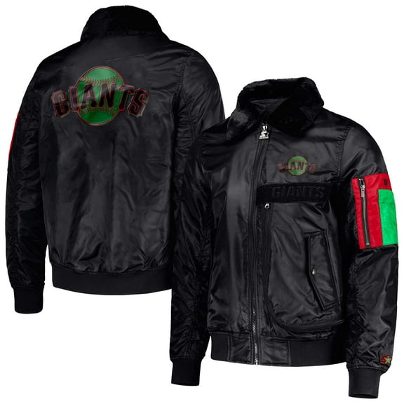 Men's Starter x Ty Mopkins Black San Francisco Giants Black History Month Satin Full-Zip Jacket
