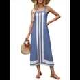 thumbnail image 3 of Vestido Bohemio Floral para Mujer, Vestido Informal de Verano con Bloques de Color. Azul XL, 3 of 8