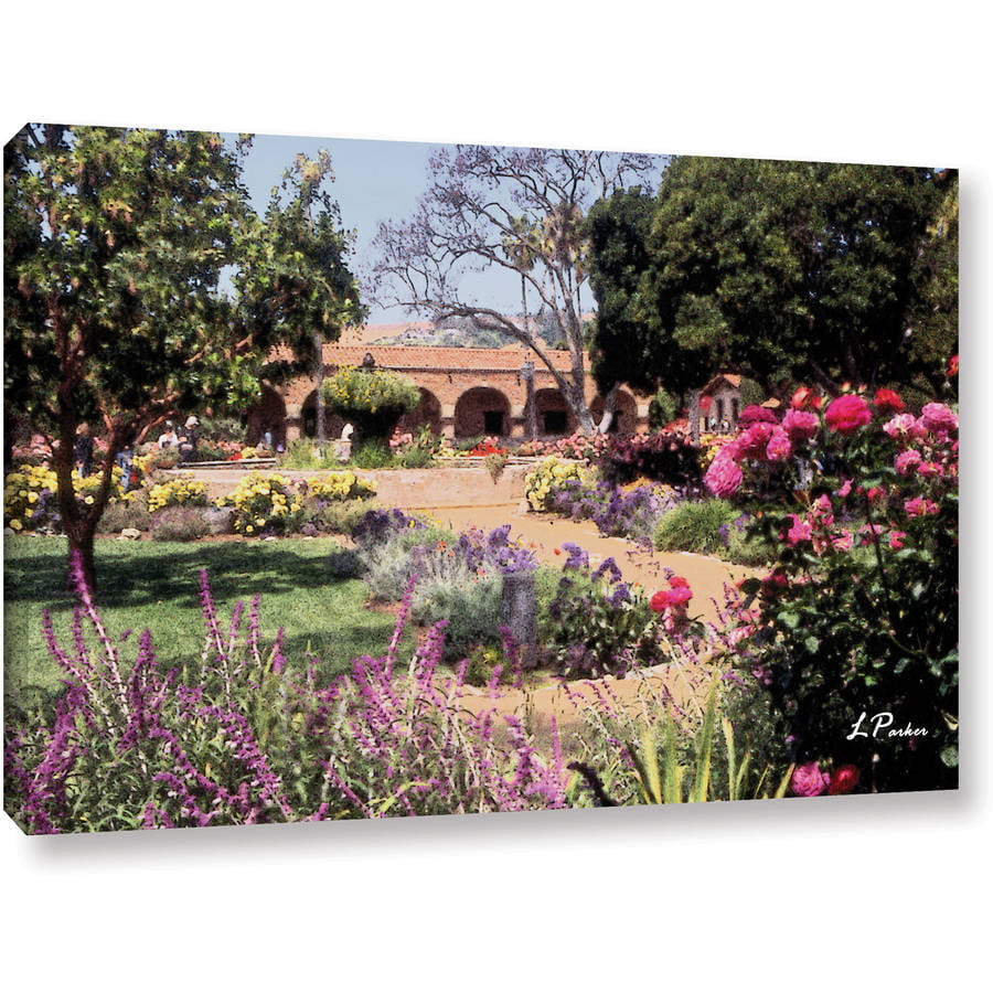 ArtWall Gardens of Mission San Juan Capistrano Gallery Wrapped Canvas Art by Linda Parker 14 by 18-Inch 