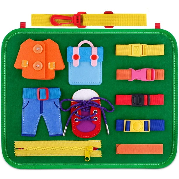 ZECATL Toddler Busy Board, Montessori Toys Basic Skills Board for