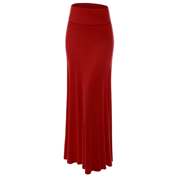 Made by Johnny Women's Fold-Over Maxi Skirt M RED