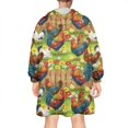 thumbnail image 2 of Wearable Oversized Blanket,Green Chicken Farm Pattern Wearable Blanket Hoodie for Adults,Cozy Hooded Blankets with Super Pockets,Super Warm Fuzzy Pullover for Women & Men, 2 of 6