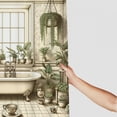 thumbnail image 3 of JEUXUS Bathroom Shower Curtain, Oasis Scene with Fiddle Leaf Plants, Multiple Sizes White, 3 of 6