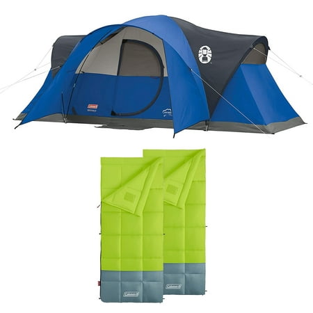 Coleman Montana 8 Person Tent & Kompact 30 Degree F Sleeping Bag (2 Pack)